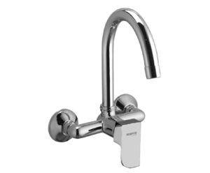 Single Lever Sink Mixer with Swivel Spout (Wall Mounted model) with Connecting Legs & Wall Flanges