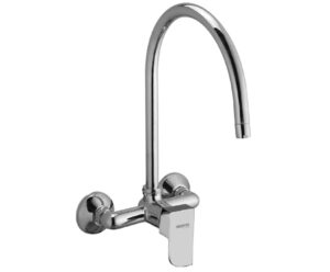 Single Lever Sink Mixer with Extra Long Swivel Spout (Wall Mounted Model) with Connecting Legs & Wall Flanges