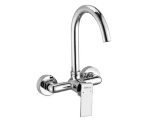 Single Lever Sink Mixer with Swivel Spout (Wall Mounted model) with Connecting Legs & Wall Flanges