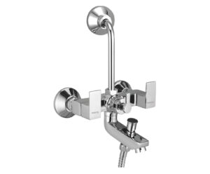 Wall Mixer 3-in-1 System with Provision for Bath Hand Shower & Overhead Shower Complete with Bend Pipe, Connecting Legs & Wall Flanges