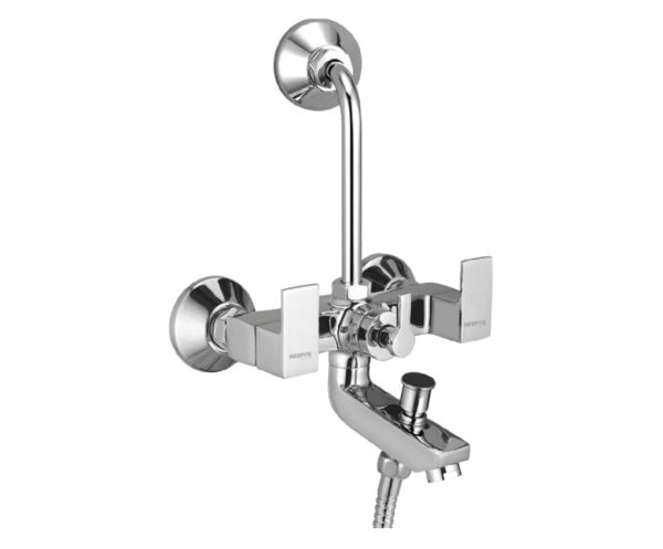 Wall Mixer 3-in-1 System with Provision for Bath Hand Shower & Overhead Shower Complete with Bend Pipe, Connecting Legs & Wall Flanges
