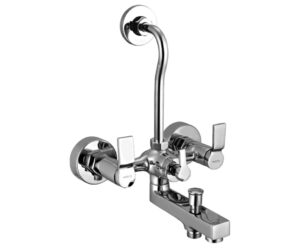 Wall Mixer 3-in-1 System with Provision for Bath Hand Shower & Overhead Shower Complete with Bend Pipe, Connecting Legs & Wall Flanges