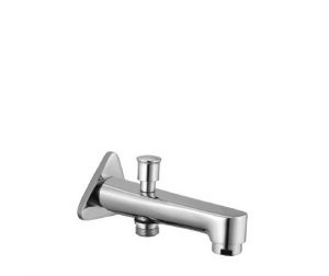 Bath Tub Spout with Button Attachment for Hand Shower with Wall Flange