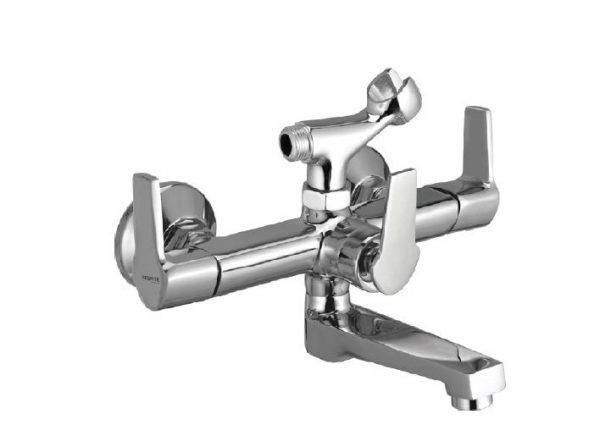 Wall Mixer with Telephonic Shower Arrangement (Crutch) with Connecting Legs & Wall Flanges