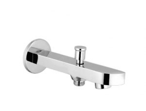 Bath Tub Spout with Button Attachment for Hand Shower with Wall Flange