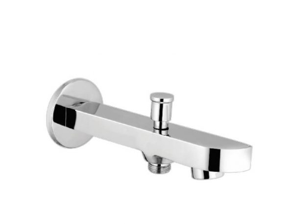 Bath Tub Spout with Button Attachment for Hand Shower with Wall Flange