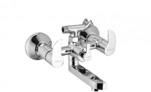 Wall Mixer with Telephonic Shower Arrangement (Crutch) with Connecting Legs & Wall Flanges