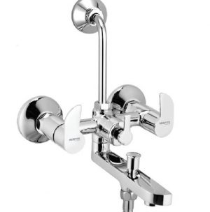 Wall Mixer 3 in 1 System with Provision for Bath Hand Shower & Overhead Shower Complete with Bend Pipe, Connecting Legs & Wall Flanges