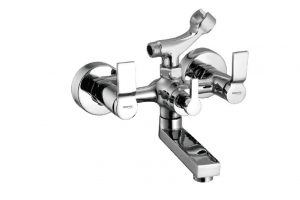Wall Mixer with Telephonic Shower Arrangement (Crutch) with Connecting Legs & Wall Flanges