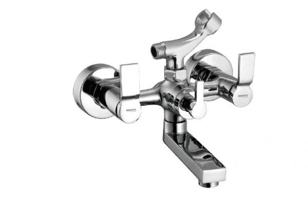 Wall Mixer with Telephonic Shower Arrangement (Crutch) with Connecting Legs & Wall Flanges