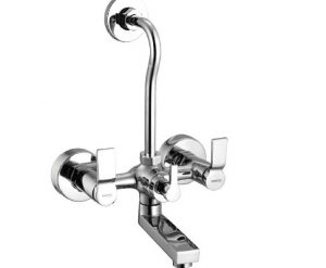 Wall Mixer with Provision for Over Head Shower with Bend Pipe, Connecting Legs & Wall Flange
