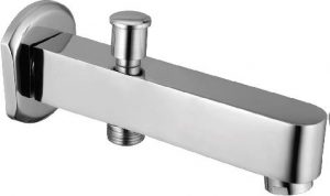 Bath Tub Spout with Button Attachment for Hand Shower with Wall Flange