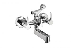 Wall Mixer with Telephonic Shower Arrangement (Crutch) with Connecting Legs & Wall Flanges