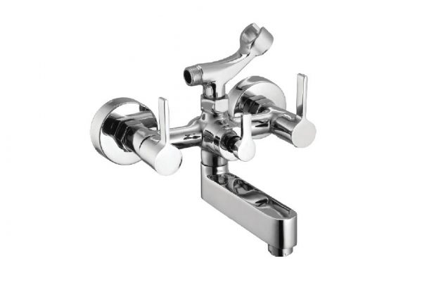 Wall Mixer with Telephonic Shower Arrangement (Crutch) with Connecting Legs & Wall Flanges