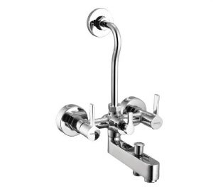 Wall Mixer 3-in-1 System with Provision for Bath Hand Shower & Overhead Shower Complete with Bend Pipe, Connecting Legs & Wall Flanges