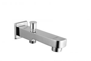 Bath Tub Spout with Button Attachment for Hand Shower with Wall Flange