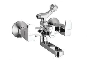 Wall Mixer with Telephonic Shower Arrangement (Crutch) with Connecting Legs & Wall Flanges