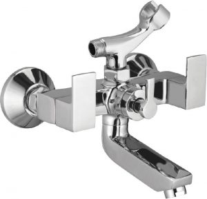 Wall Mixer with Telephonic Shower Arrangement (Crutch) with Connecting Legs & Wall Flanges