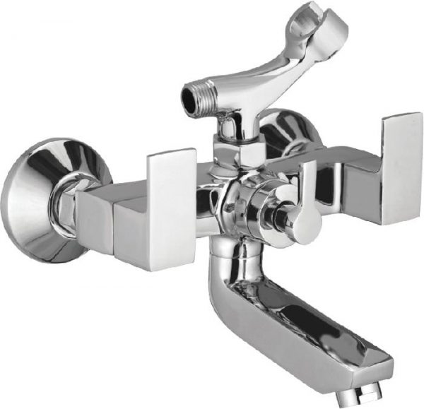 Wall Mixer with Telephonic Shower Arrangement (Crutch) with Connecting Legs & Wall Flanges