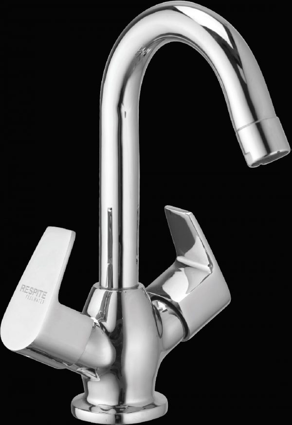 Centre Hole Basin Mixer with Swivel Spout without pop-up waste