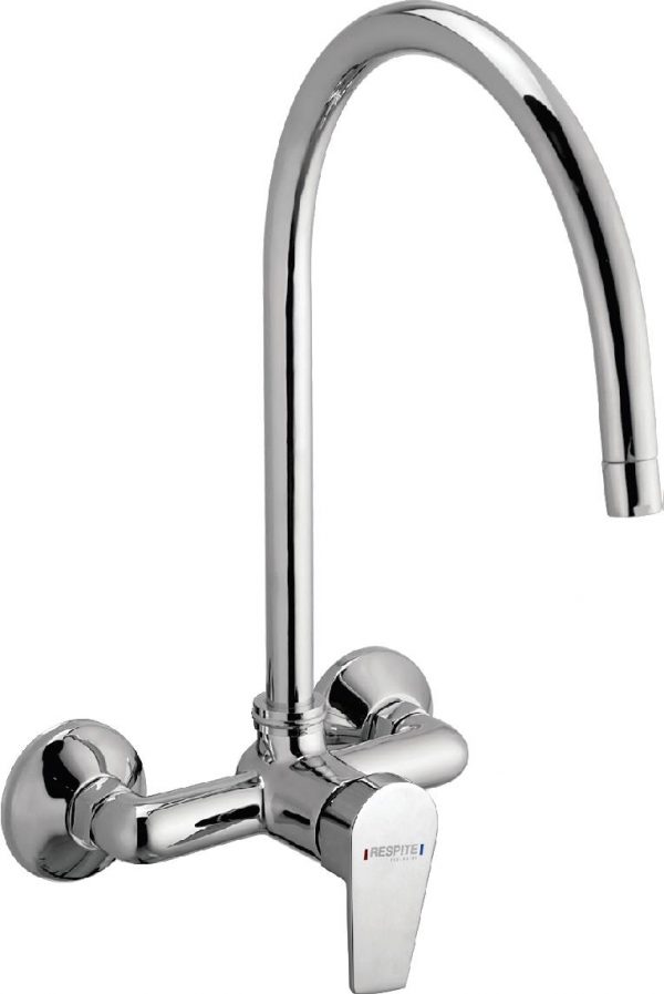 S/L Sink Mixer with Extra Long Swivel Spout (Wall Mounted Model) with Connecting Legs & Wall Flanges.