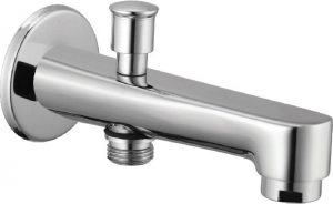 Bath Tub Spout with Button Attachment for Hand Shower with Wall Flange