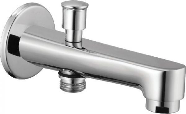 Bath Tub Spout with Button Attachment for Hand Shower with Wall Flange