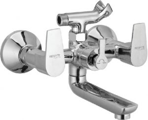 Wall Mixer with Telephonic Shower Arrangement (Crutch) with Connecting Legs & Wall Flanges