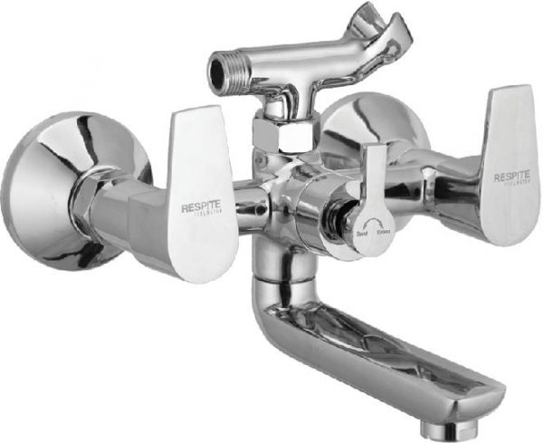 Wall Mixer with Telephonic Shower Arrangement (Crutch) with Connecting Legs & Wall Flanges