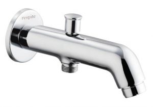 Bath Tub Spout with Button Attachment for Hand Shower with Wall Flange