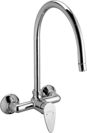 S/L Sink Mixer with Extra Long Swivel Spout (Wall Mounted Model) with Connecting Legs & Wall Flanges.