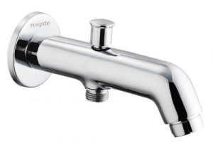 Bath Tub Spout with Button Attachment for Hand Shower with Wall Flange