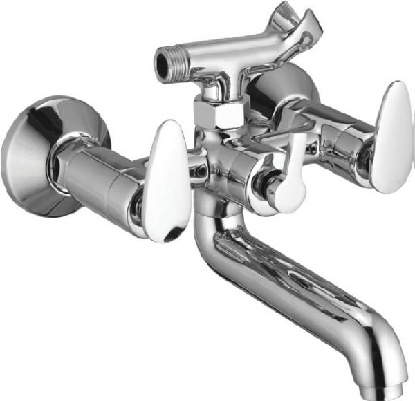 Wall Mixer with Telephonic Shower Arrangement (Crutch) with Connecting Legs & Wall Flanges