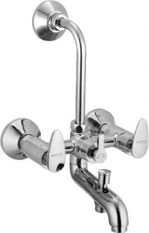 Wall Mixer 3-in-1 System with Provision for Bath Hand Shower & Overhead Shower Complete with Bend Pipe, Connecting Legs & Wall Flanges