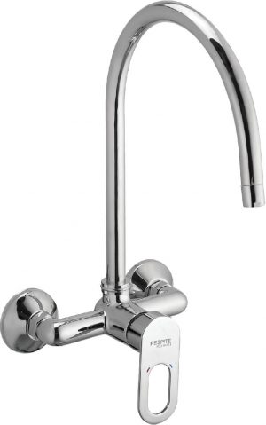 S/L Sink Mixer with Extra Long Swivel Spout (Wall Mounted Model) with Connecting Legs & Wall Flanges.