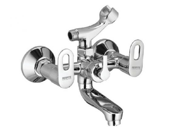 Wall Mixer with Telephonic Shower Arrangement (Crutch) with Connecting Legs & Wall Flanges