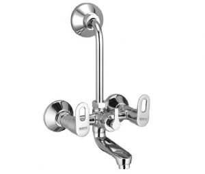 Wall Mixer with Provision for OverHead Shower with Bend Pipe, Connecting Legs & Wall Flange