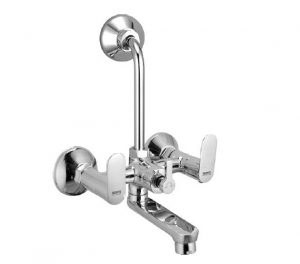 Wall Mixer with Provision for OverHead Shower with Bend Pipe, Connecting Legs & Wall Flange