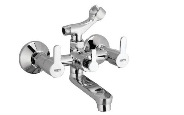 Wall Mixer with Telephonic Shower Arrangement (Crutch) with Connecting Legs & Wall Flanges