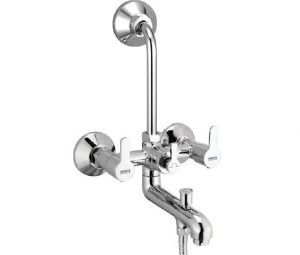 Wall Mixer 3-in-1 System with Provision for Bath Hand Shower & Overhead Shower Complete with Bend Pipe, Connecting Legs & Wall Flanges