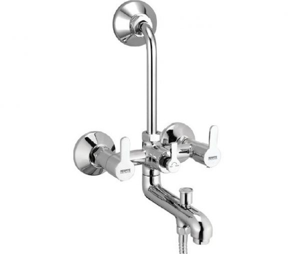 Wall Mixer 3-in-1 System with Provision for Bath Hand Shower & Overhead Shower Complete with Bend Pipe, Connecting Legs & Wall Flanges