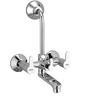 Wall Mixer with Provision for OverHead Shower with Bend Pipe, Connecting Legs & Wall Flange
