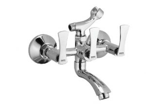 Wall Mixer with Telephonic Shower Arrangement (Crutch) with Connecting Legs & Wall Flanges