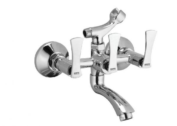 Wall Mixer with Telephonic Shower Arrangement (Crutch) with Connecting Legs & Wall Flanges