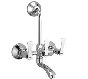 Wall Mixer with Provision for OverHead Shower with Bend Pipe, Connecting Legs & Wall Flange