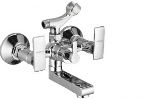 Wall Mixer with Telephonic Shower Arrangement (Crutch) with Connecting Legs & Wall Flanges