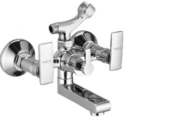 Wall Mixer with Telephonic Shower Arrangement (Crutch) with Connecting Legs & Wall Flanges
