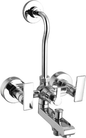 Wall Mixer 3-in-1 System with Provision for Bath Hand Shower & Overhead Shower Complete with Bend Pipe, Connecting Legs & Wall Flanges