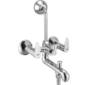 Wall Mixer 3-in-1 System with Provision for Bath Hand Shower & Overhead Shower Complete with Bend Pipe, Connecting Legs & Wall Flanges