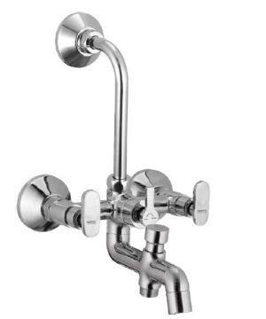 Wall Mixer 3-in-1 System with Provision for Bath Hand Shower & Overhead Shower Complete with Bend Pipe, Connecting Legs & Wall Flanges